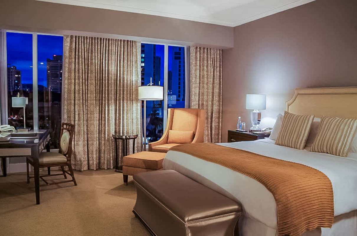 Modern kitchen area with large island and stainless steel appliances at PH Bristol Panama