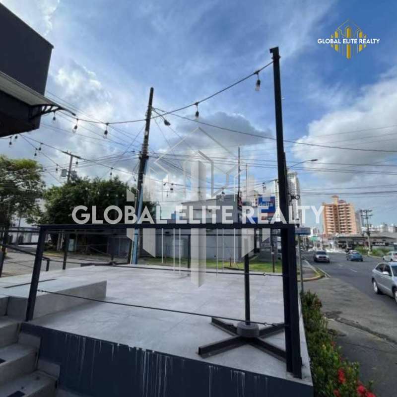 Recently remodeled street-level commercial space with terrace and signage Via Porras Panama