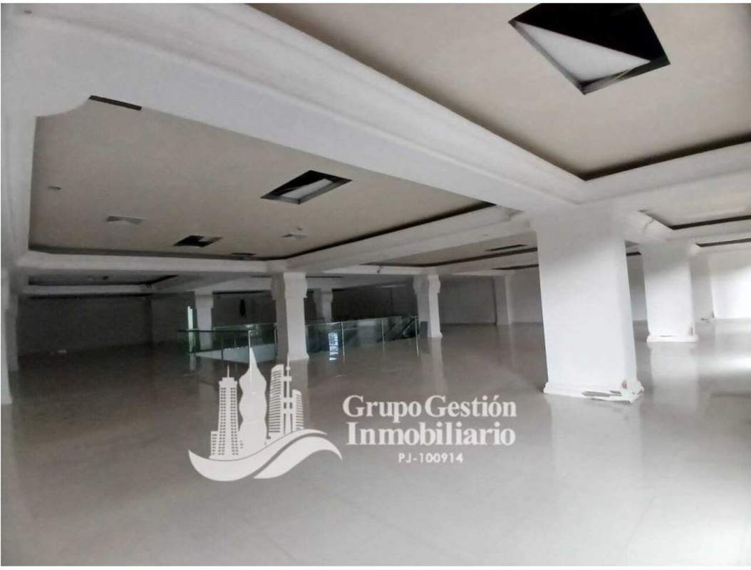 Empty interior commercial levels with open plan space escalator countertop columns Plaza Dorado