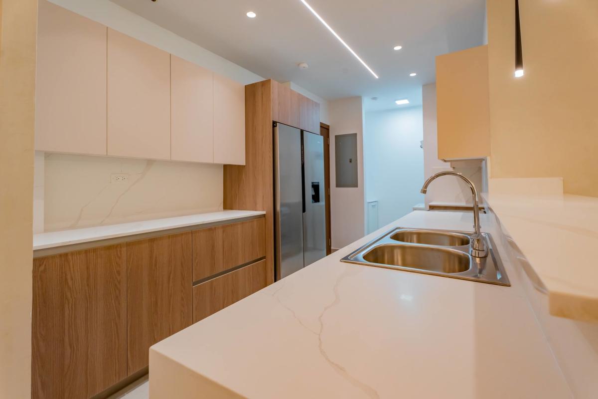 New apartment bedroom with window and closet in Condado Gardens Panama City