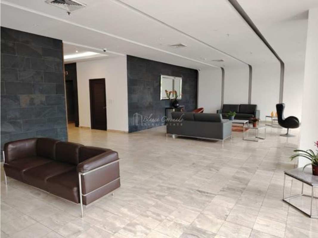 Contemporary decorated lobby featuring leather sofas in PH Windows San Francisco Panama