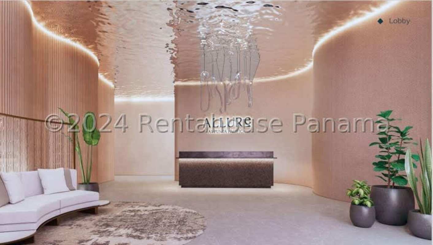 Elegant lobby entrance with modern furnishings PH Allure Punta Pacifica Panama