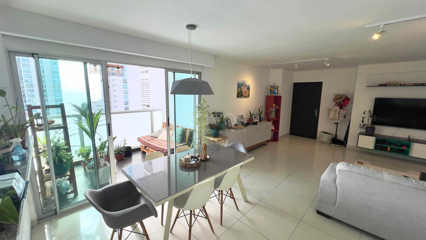 Furnished master bedroom with ocean and city views in PH Moon Tower Coco del Mar Panama City