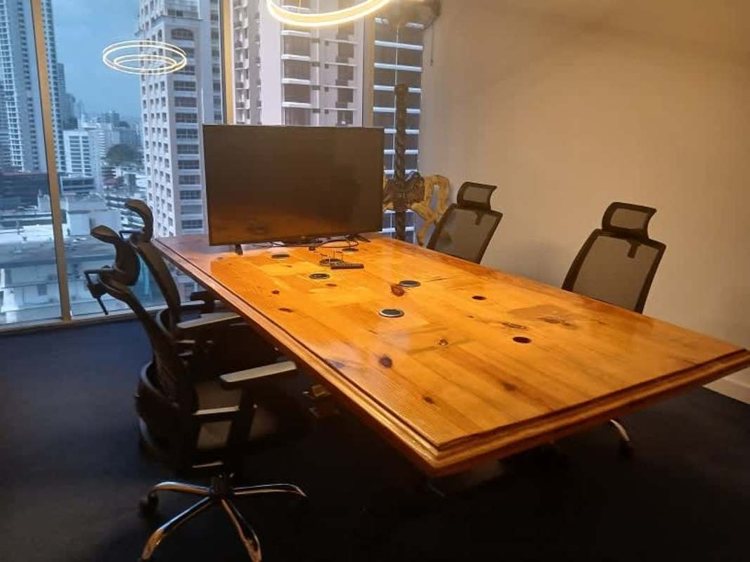 Conference room with large table, skyline view windows in PH SL-55 Panama