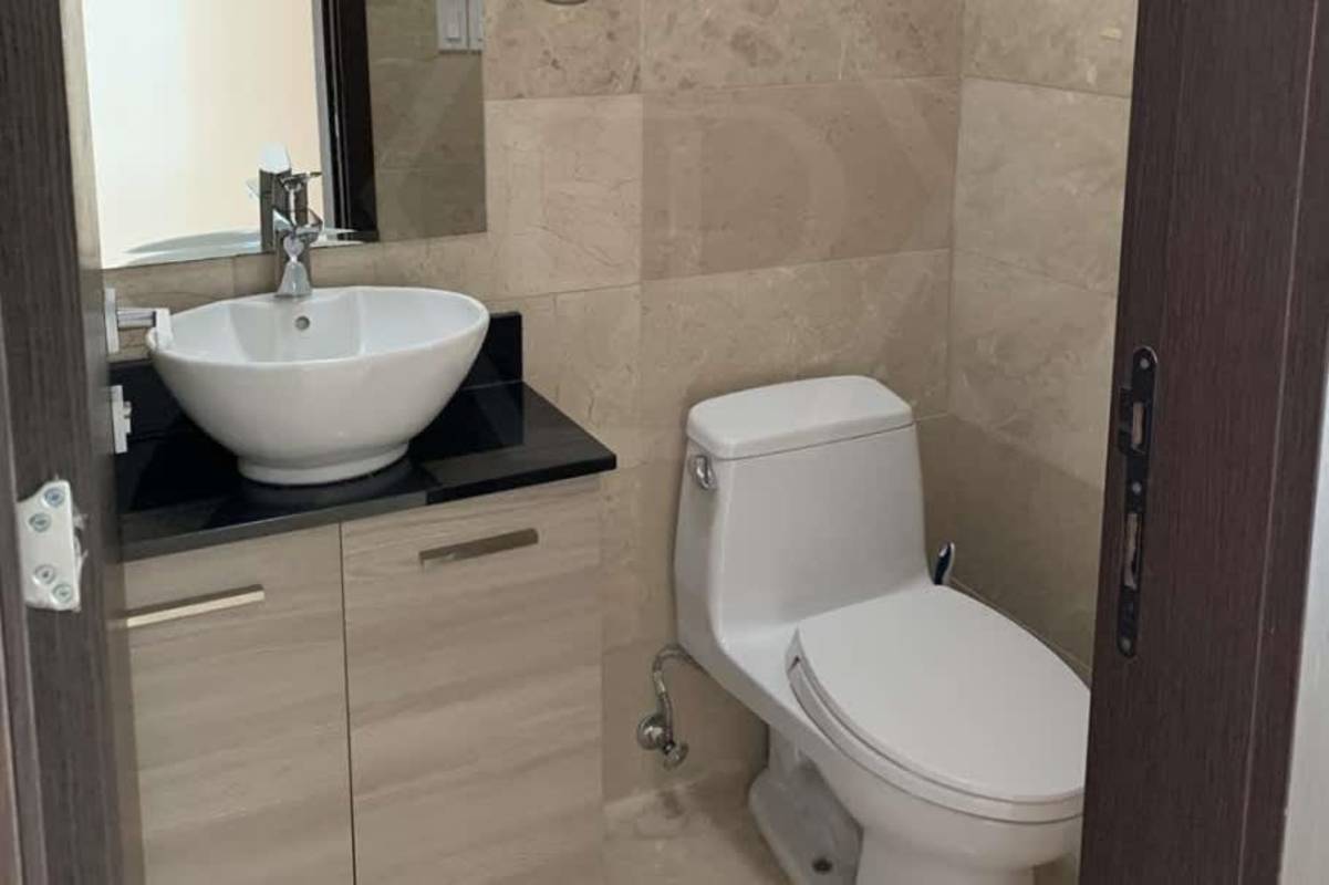 Contemporary double sink bathroom with granite counters in Grand Tower Punta Pacifica