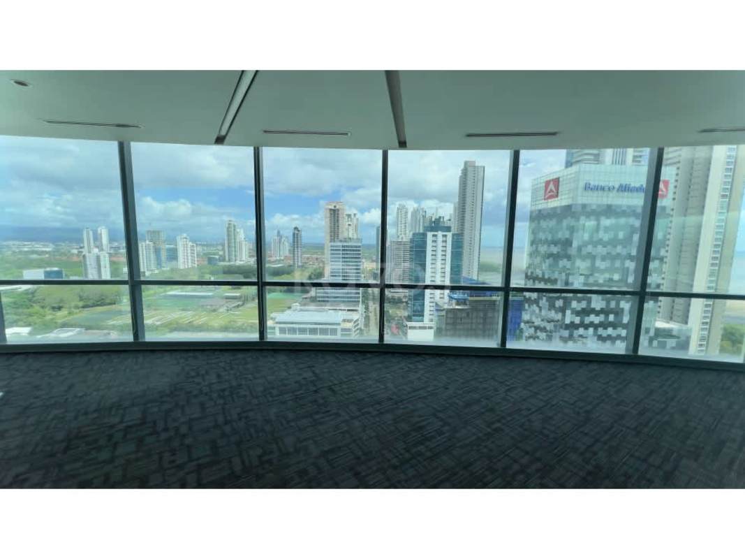 Private meeting room with glass walls in high-rise office tower Costa del Este Panama