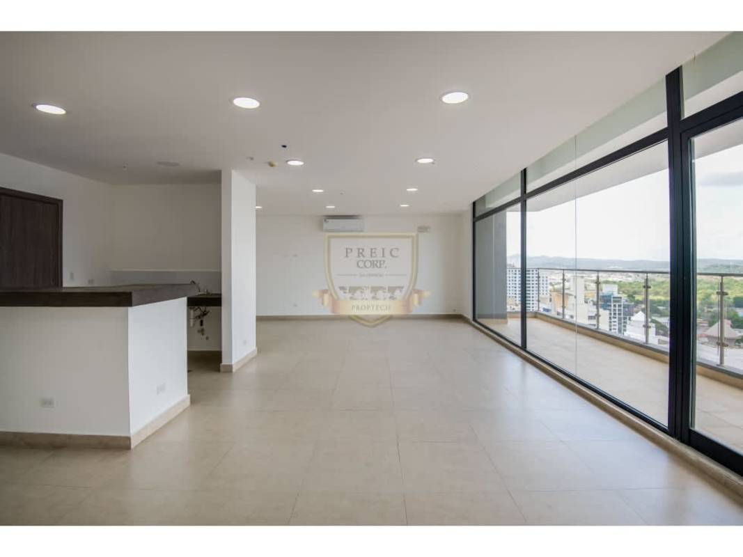 Bathroom with glass enclosure, vanity, and tile PH Cranc Tower El Cangrejo Panama