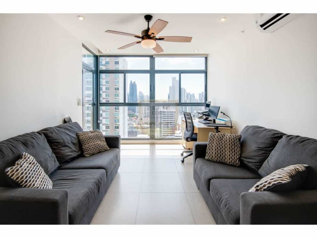 Bright bedroom with closet space and urban view PH Cranc Tower El Cangrejo