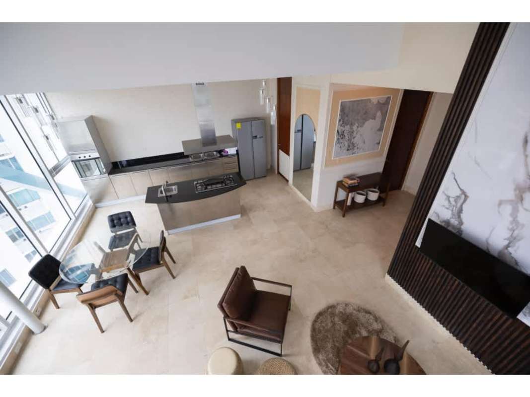 Minimalist bedroom with large windows, city and ocean views in PH Ocean Club Punta Pacifica Panama