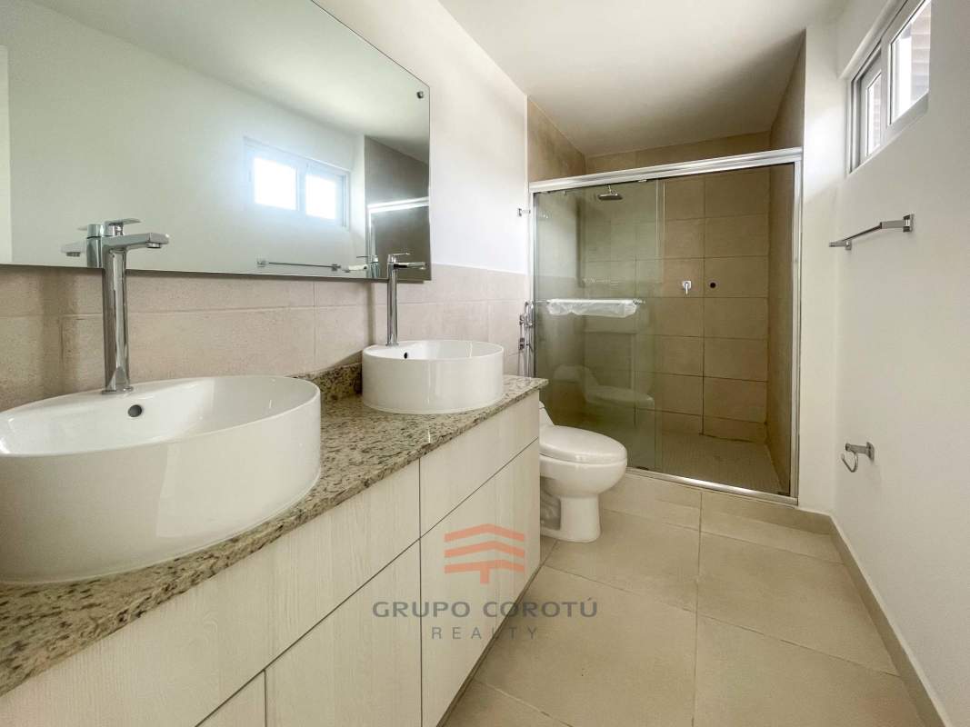 Open living dining area with porcelain floors in new house Costa Sur Panama