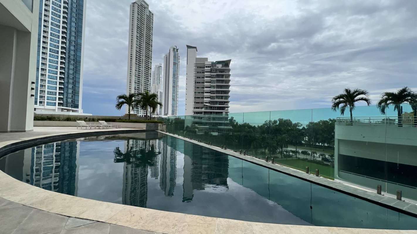 Infinity pool on roof terrace with skyline views PH Lumiere Costa del Este Panama