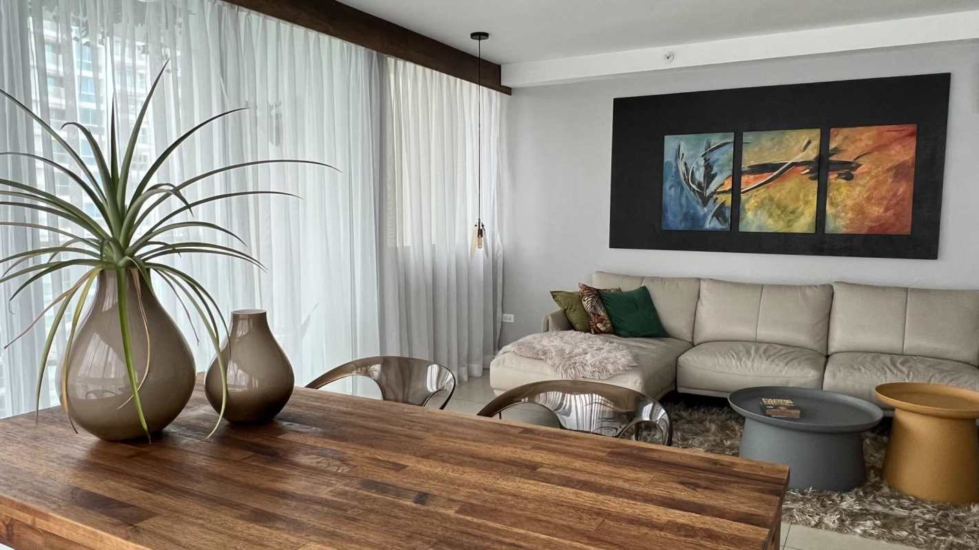 Contemporary living room with city view PH Lumiere Costa del Este Panama