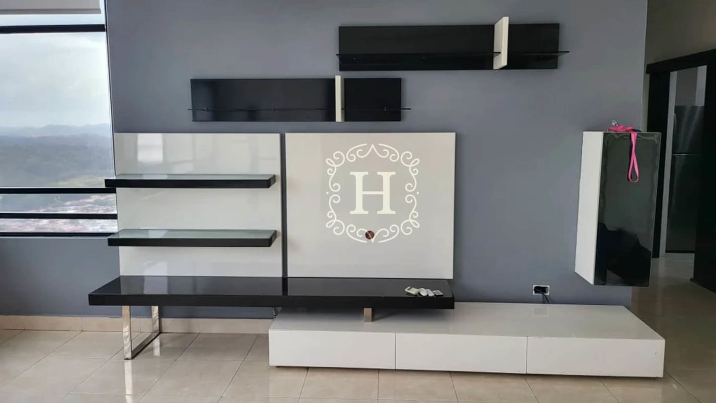 Minimalist living room with large windows city and landscape views PH Dos Mares Betania