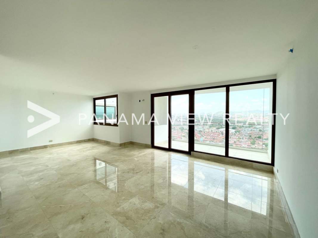 Modern closed kitchen with granite counters luxury condo PH The Colonial Santa María Panama