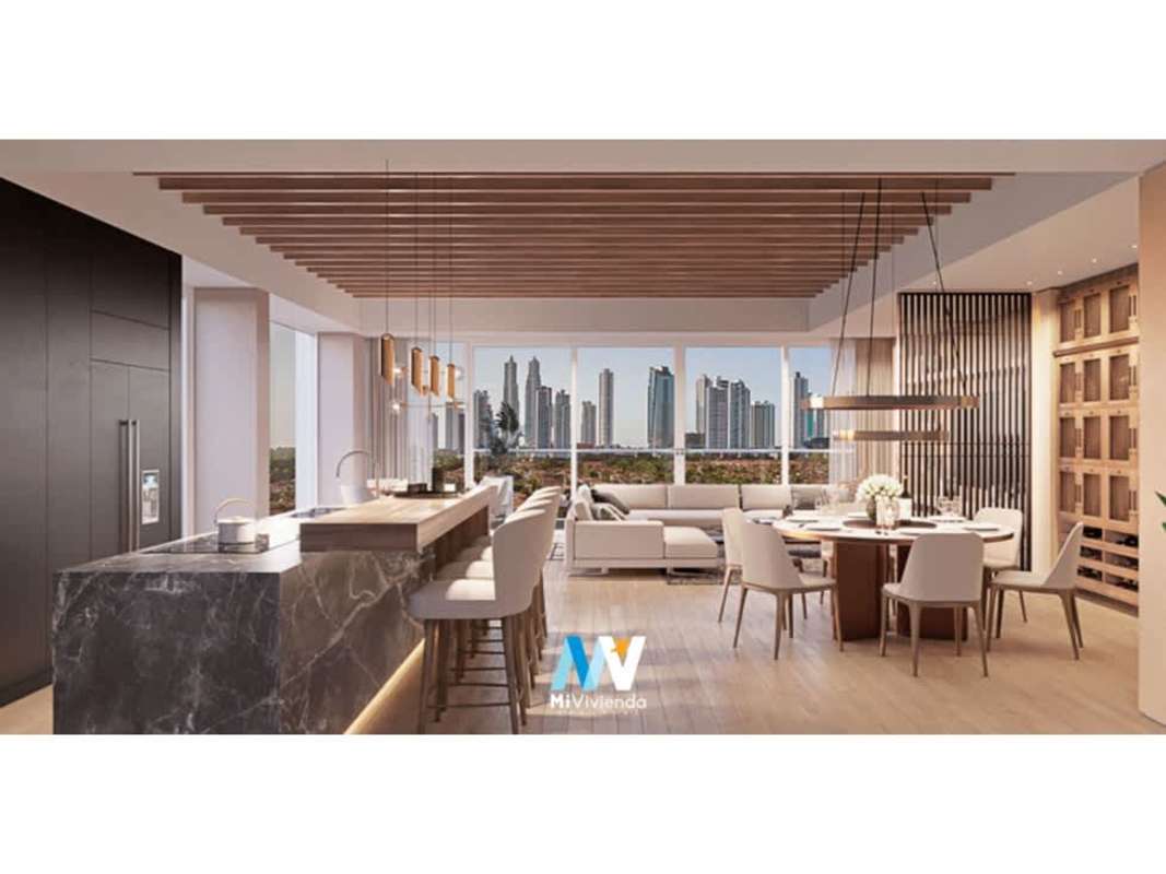 Large elegant bathroom with double sink vanity and shower at PH Celeste Panama