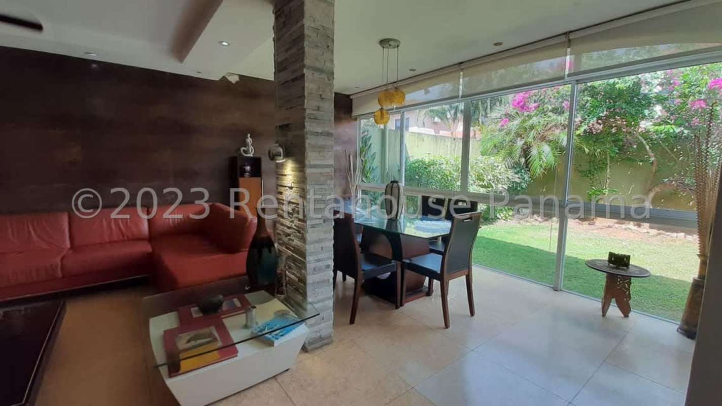 Living room with red sectional sofa modern design Costa Sur Panama