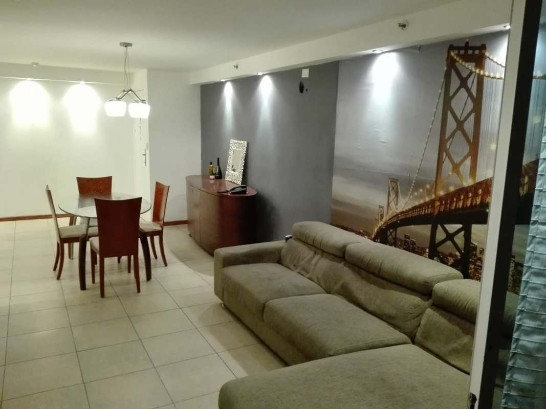 Night cityscape view of Panama City skyline from rental apartment balcony PH La Loma Hato Pintado