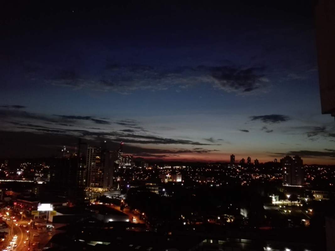 Panama City skyline and neighborhood view from balcony of apartment at PH La Loma Residences