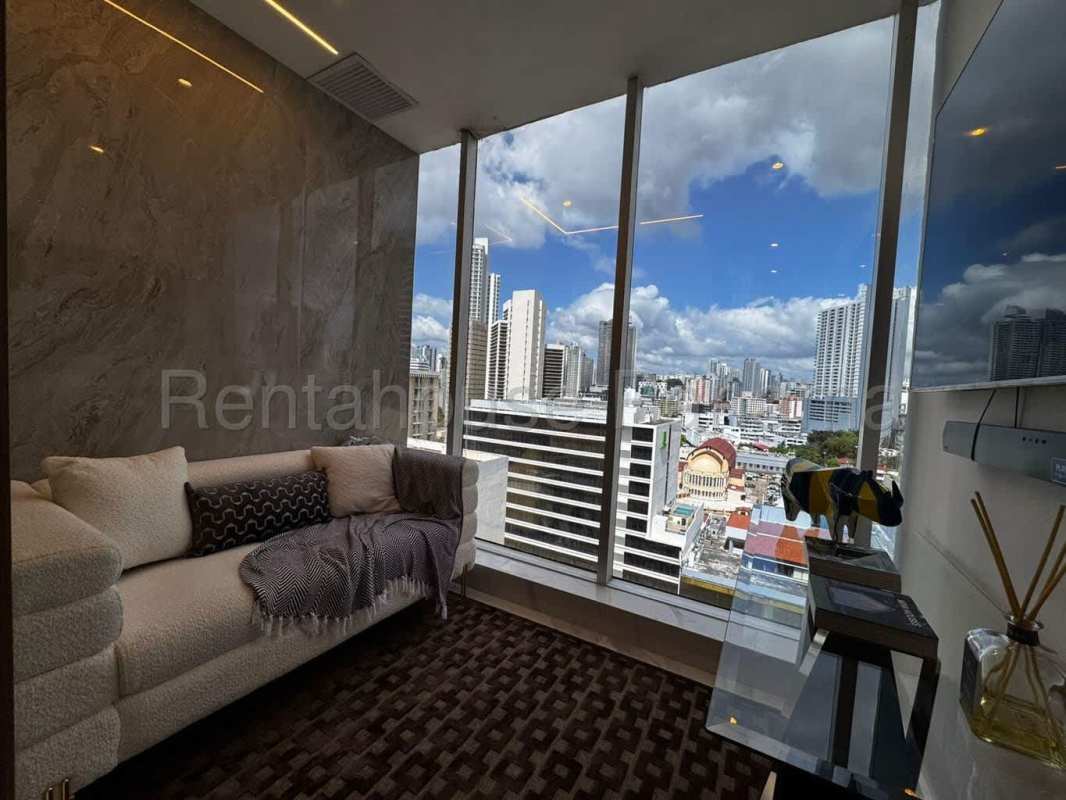 Open air outdoor gym with skyline views at The Walker Wellness Center Panama City