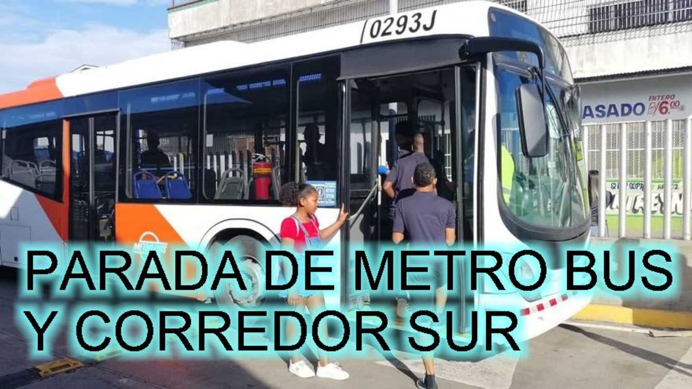 People boarding Metro Bus at bus stop near Don Bosco Metro Panama City