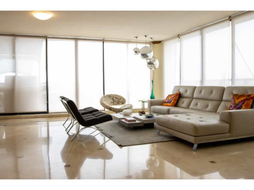 Spacious white kitchen with large fridge PH Condesa del Mar on Avenida Balboa Panama