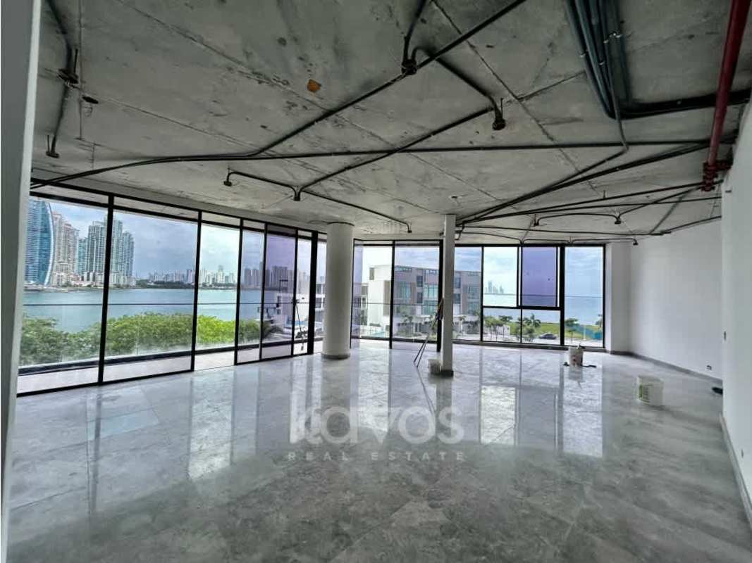 Modern balcony with ocean and marina view in Ocean Reef luxury apartment Panama
