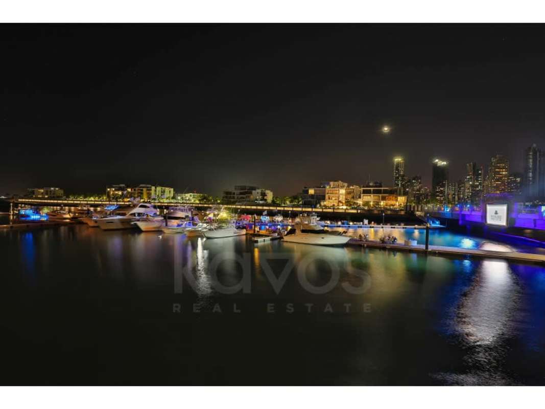 Night photo marina yachts Ocean Reef glow skyline Punta Pacífica waterfront luxury