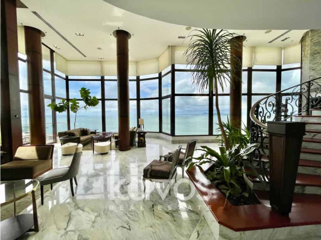 Grand dining room luxury penthouse double height Punta Paitilla Panama