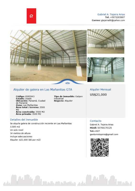 Warehouse loading bay with roll up shutter doors and vehicle access Las Mañanitas Panama
