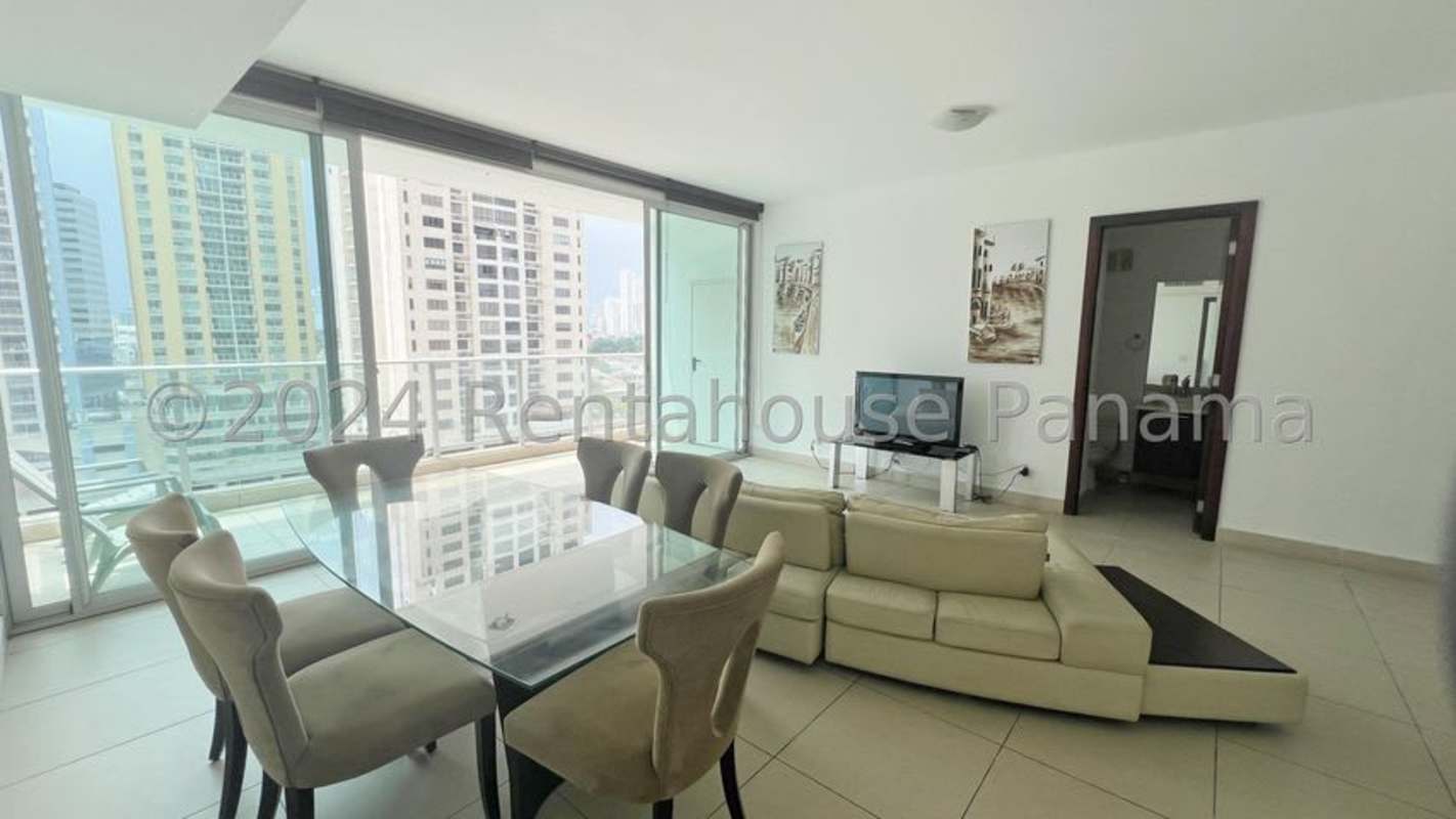 Bedroom with floor-to-ceiling window and spectacular ocean skyline views at PH Dupont Tower Punta Pacifica Panama