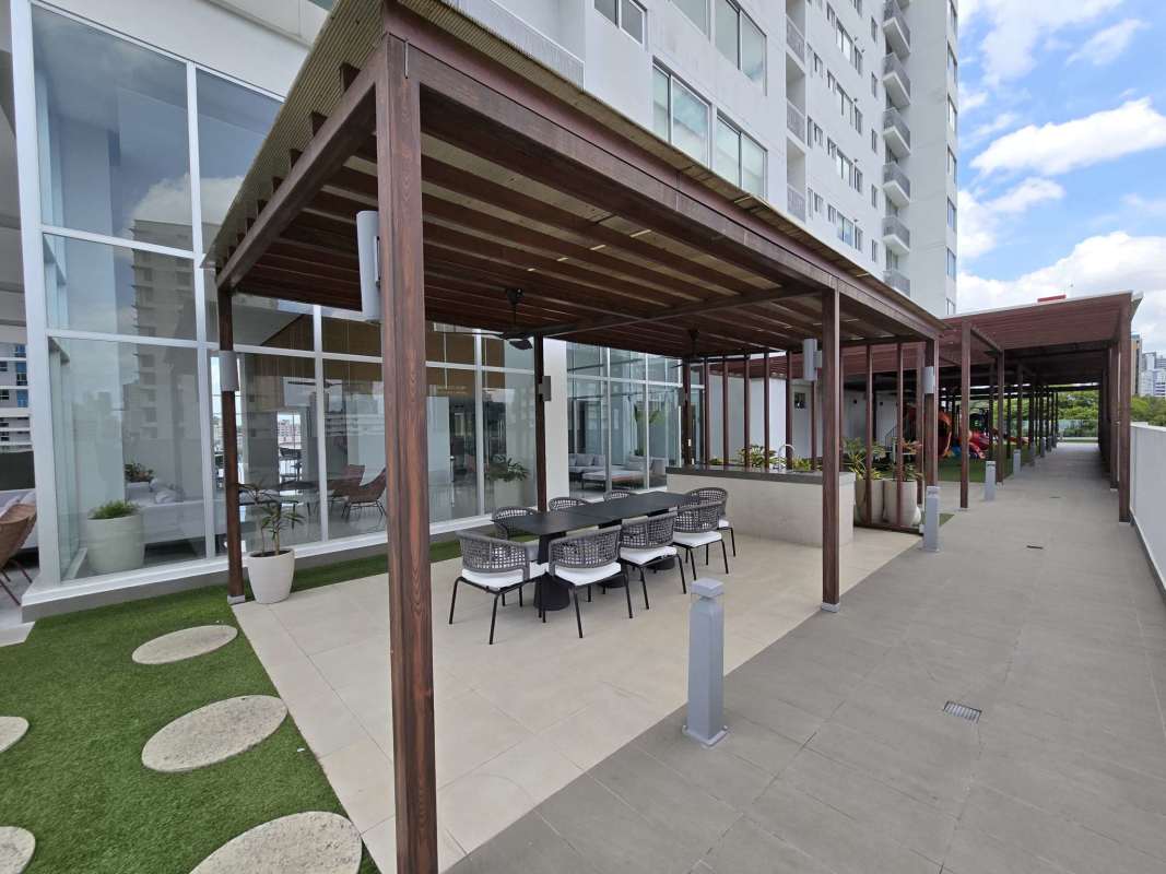 Elegant double-height lobby entrance PH Costanera Bella Vista Panama