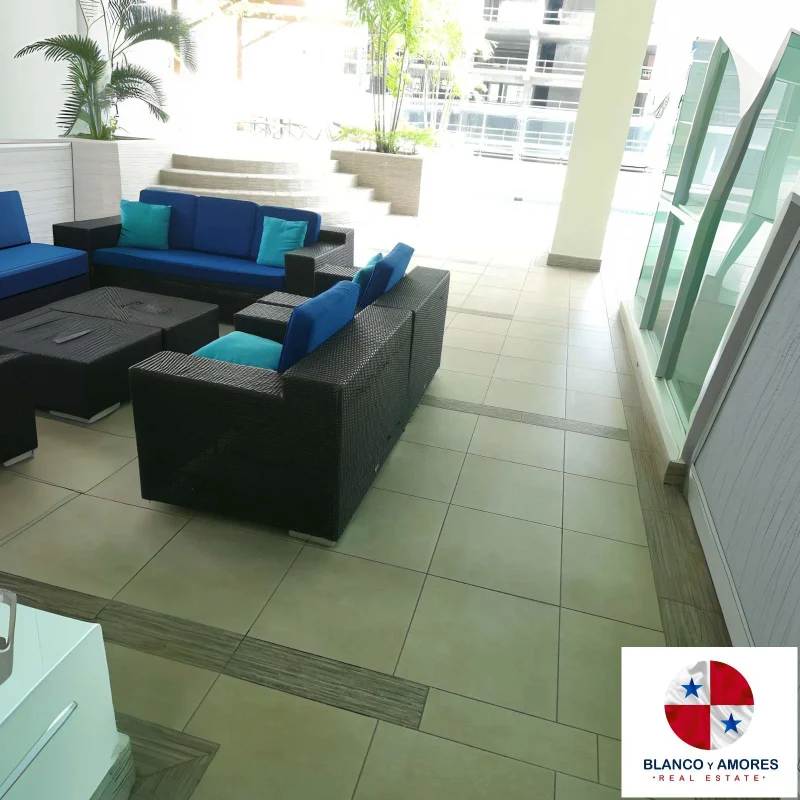 Fully equipped modern kitchen granite countertops stainless appliances Bella Vista Park Panama apartment