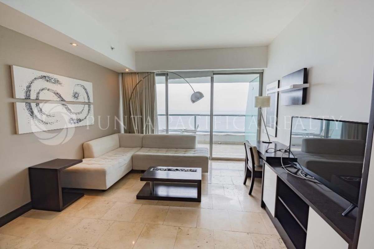 Luxurious bathroom with double marble sink and rain shower The Ocean Club in Punta Pacifica Panama