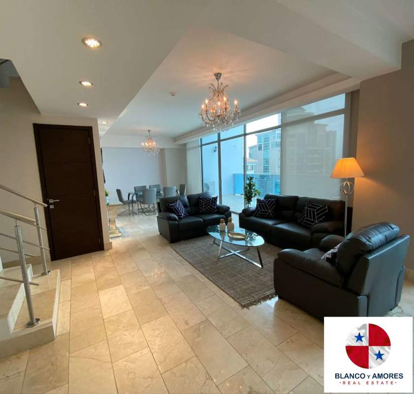 Bedroom with large windows ocean city view PH Ocean Club apartment Punta Pacifica Panama