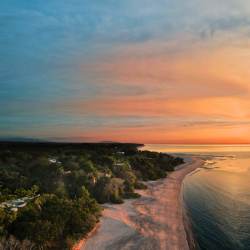 Coastal sandy beach with tropical vegetation and oceanfront land in Chumico Coclé Panama