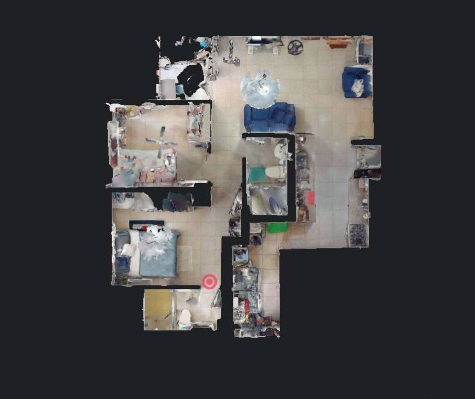 Aerial floor plan of furnished apartment showing rooms and layout PH El Doral Panama