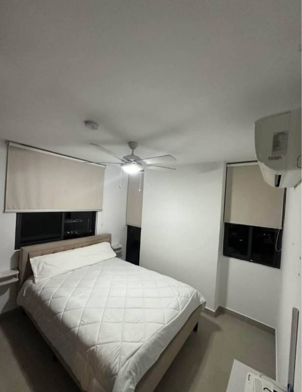 Modern kitchen integrated with compact laundry nook with washer dryer hookup PH Vista Tower Panama