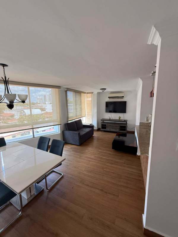 Furnished bedroom with closet, air conditioning and ceiling fan in PH St. Emillion Panama City for rent