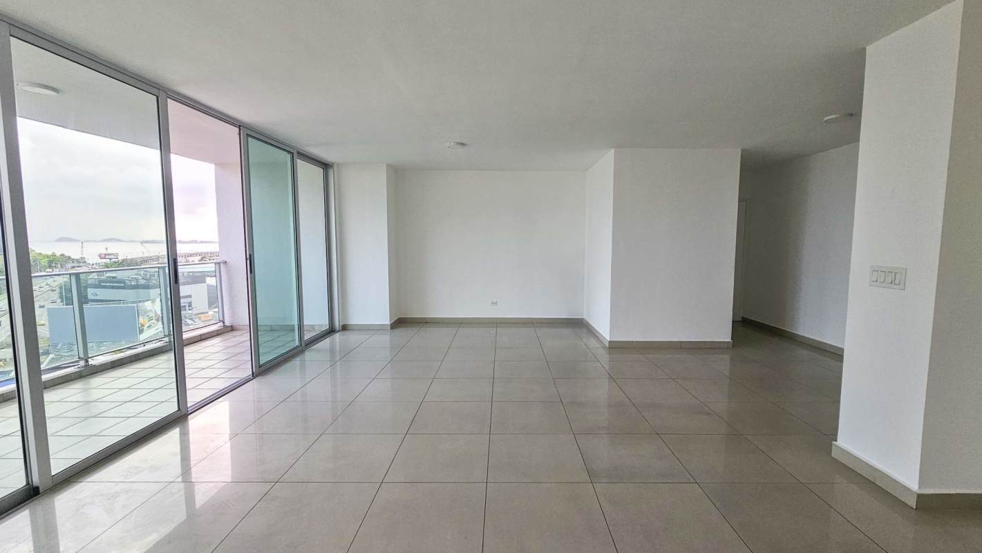 Bedroom with large window, ceramic tile flooring Costa del Este Panama