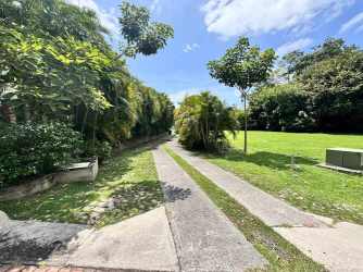 Tropical garden landscape and open green area in PH Punta Barco Village