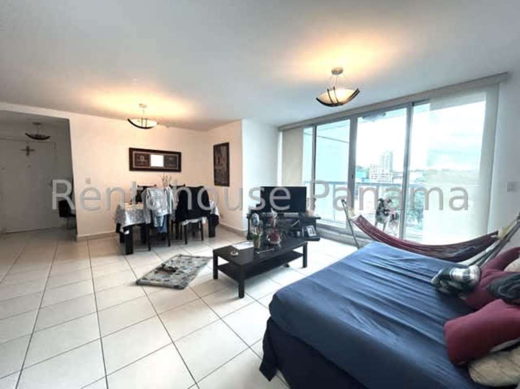 Bedroom with large windows and city skyline El Cangrejo Panama