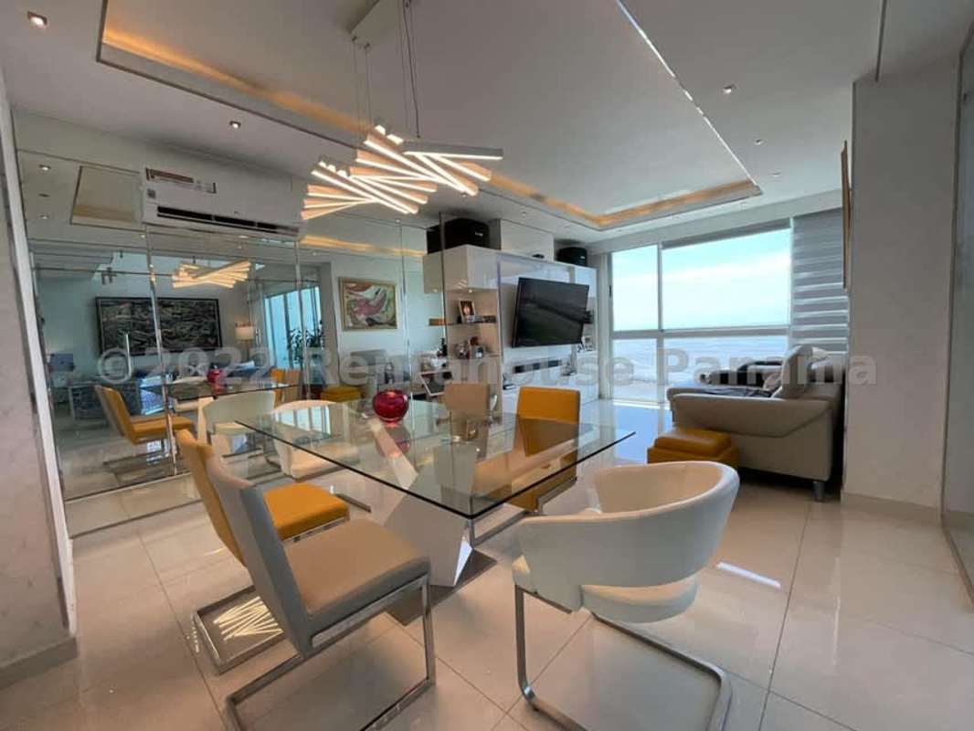 Duplex apartment with double height panoramic windows facing Pacific Ocean in Coco del Mar Panama