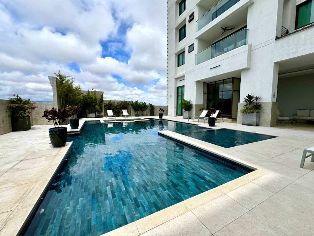 Luxury bathroom with marble double vanity and high-end fixtures in PH The Colonial Santa Maria Panama