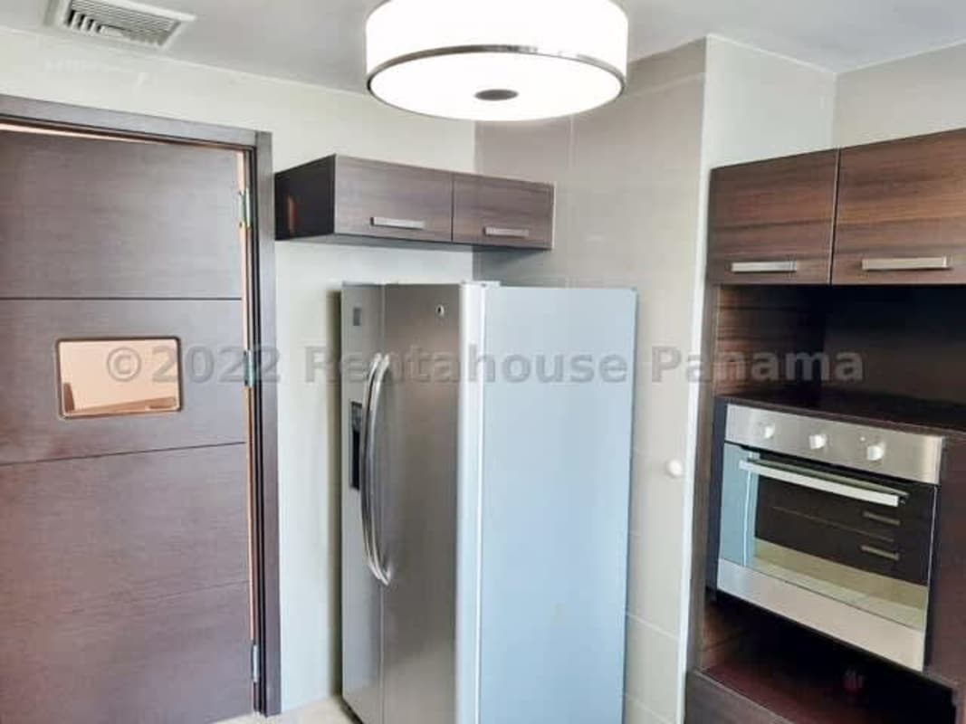 Luxury apartment living room with ocean view balcony Grand Tower Punta Pacifica Panama