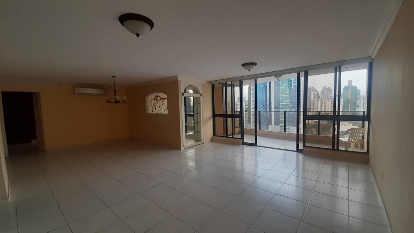 Open spacious living dining room with windows Obarrio Tower Panama