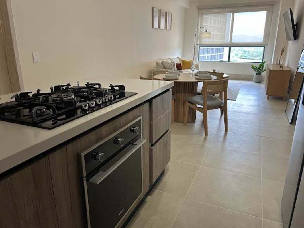 Double-height main entrance lobby with elegant finishes in Santa Maria Country Club Panama City