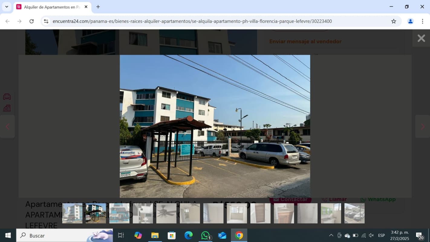 Bedroom with cream walls, tiled floor, and natural light in Parque Lefevre apartment