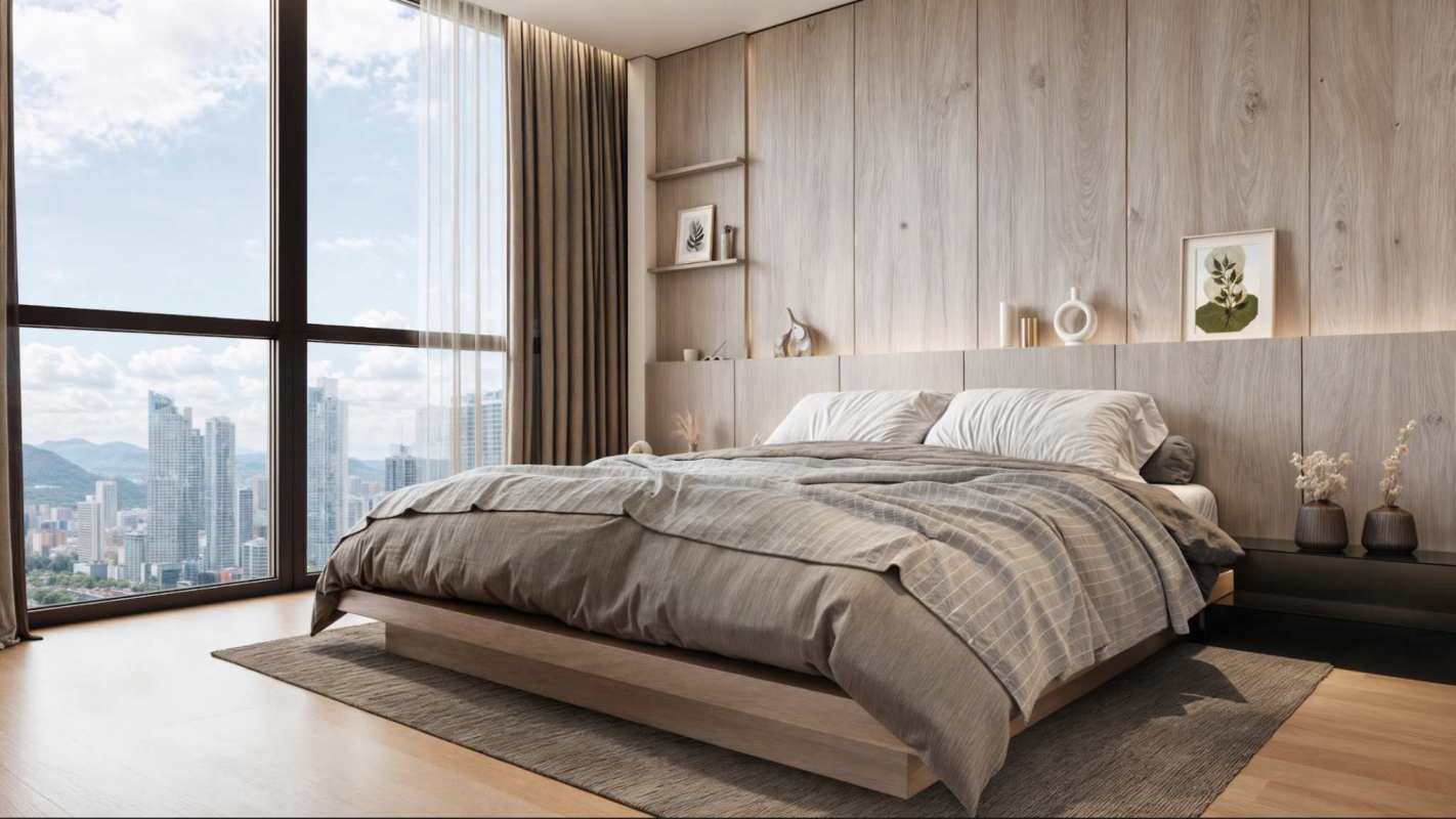 Modern minimalist bedroom with skyline views PH Marbella Executive
