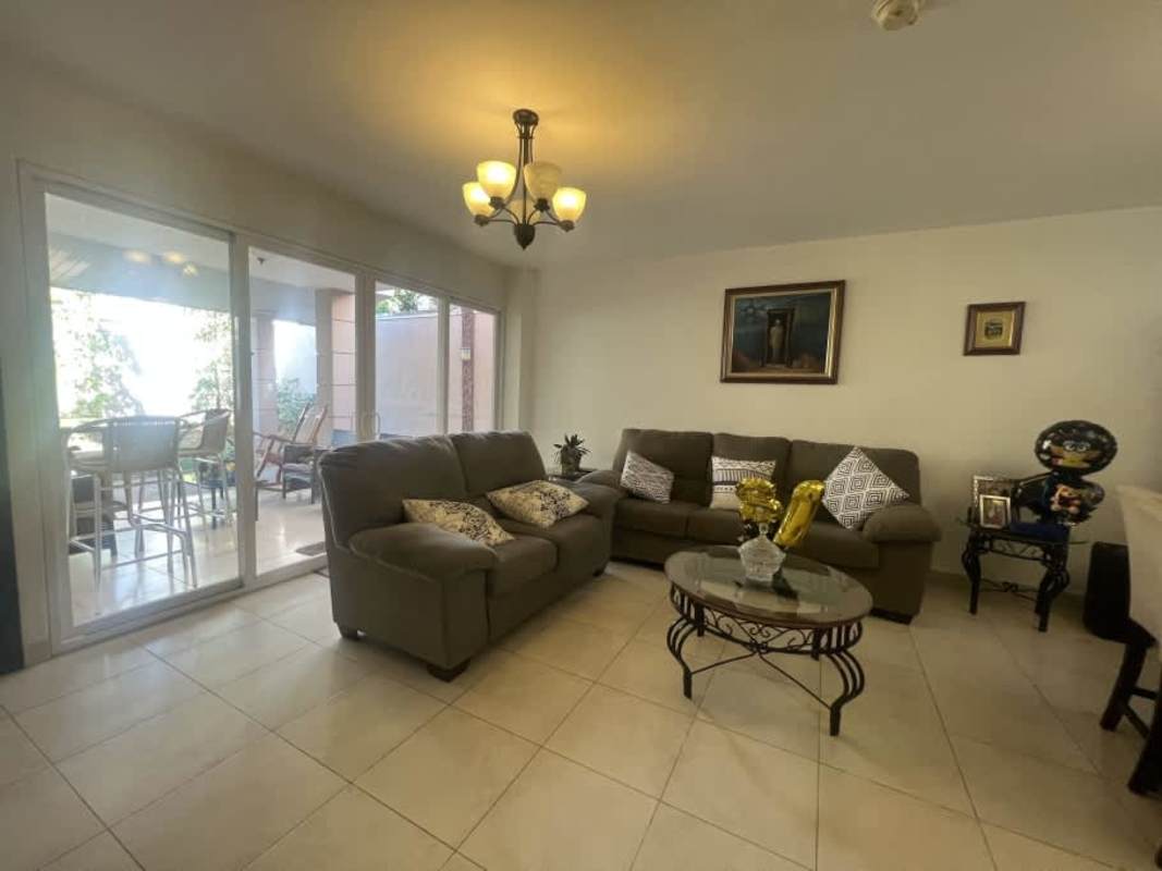 Covered patio terrace with garden view Villas Tiber Brisas del Golf Panama