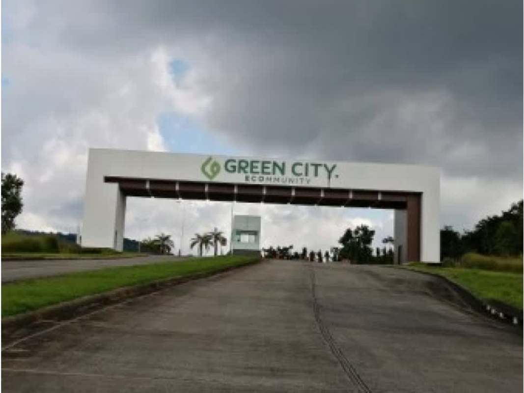 Gated entrance of eco-friendly Green City development Pedregal Panama